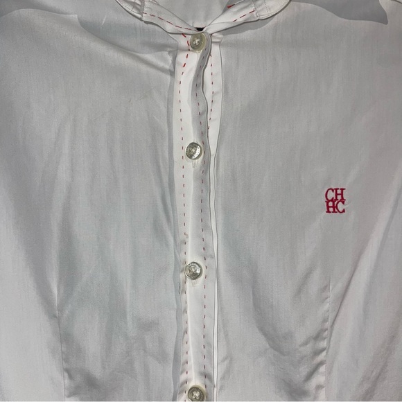 Carolina Herrera Cotton Basic White Classic Button Up Long Sleeve Shirt - Picture 4 of 14